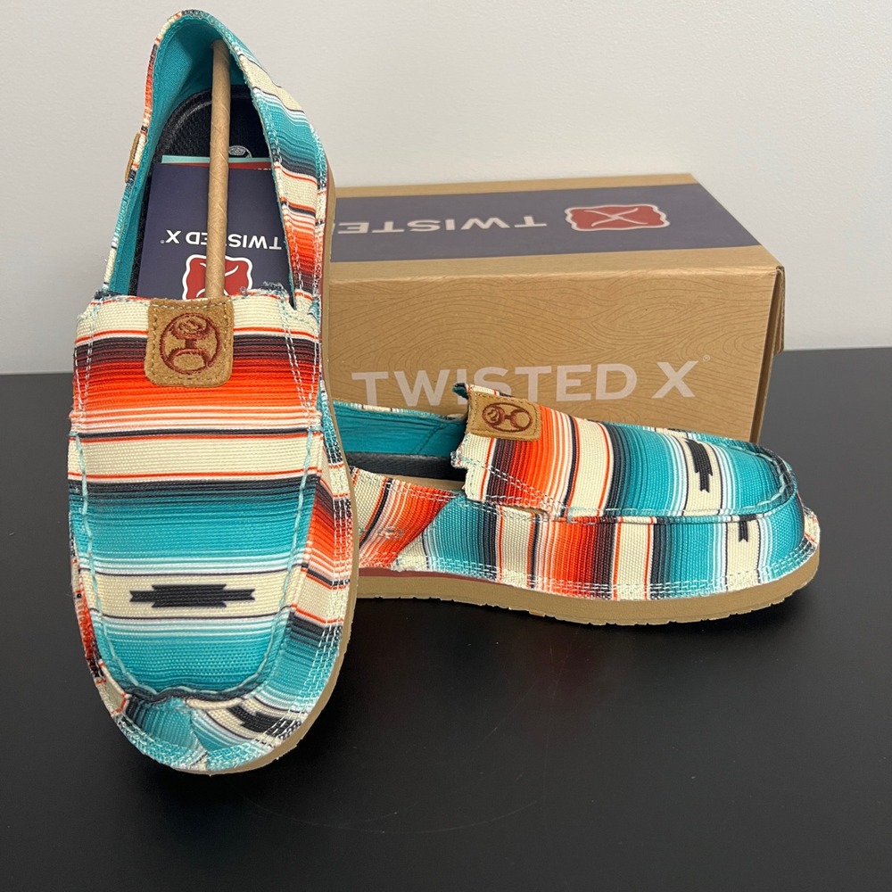 Twisted X Womens WHYCL01 Multicolor Serape Canvas Loafers Size 7.5M NEW Hooey